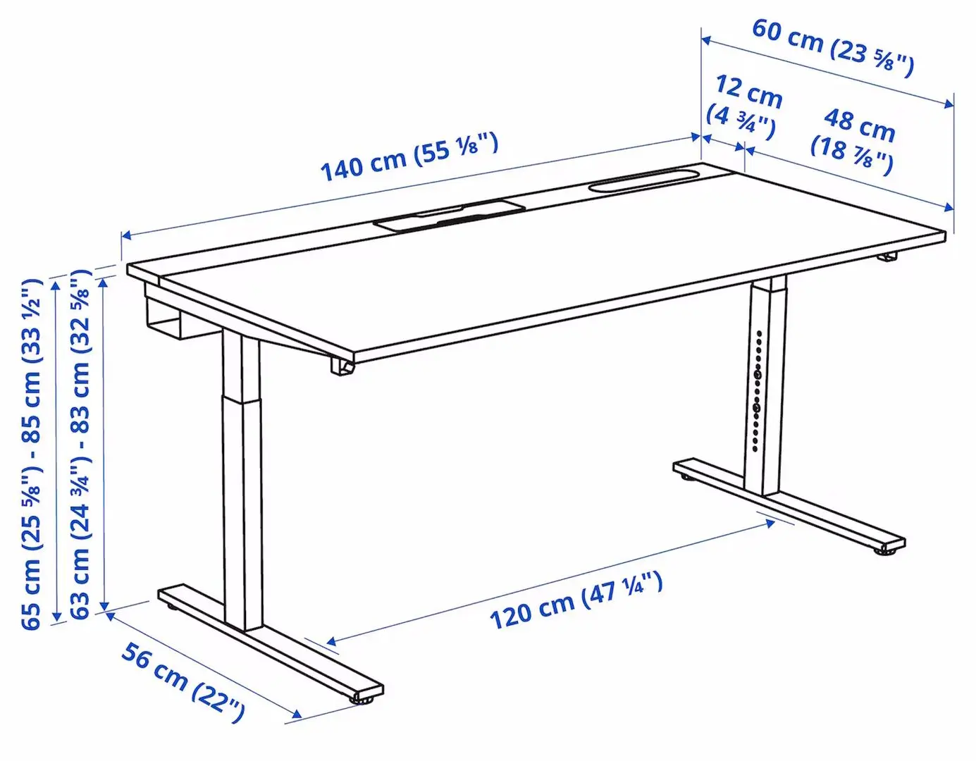 Стол компьютерный Ikea Mittzon 140x60 (Ореховый шпон/Белый) - 8