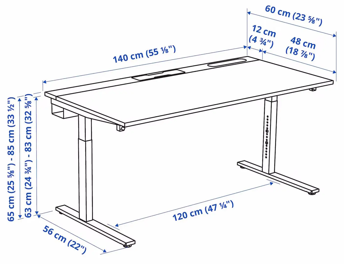 Стол компьютерный Ikea Mittzon 140x60 (Ореховый шпон/Черный) - 9