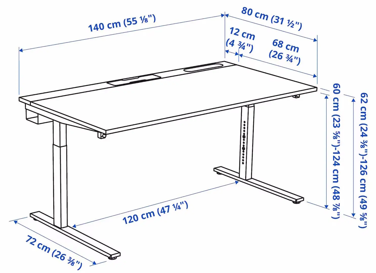 Стол компьютерный Ikea Mittzon 140x80 (Ореховый шпон/Черный)