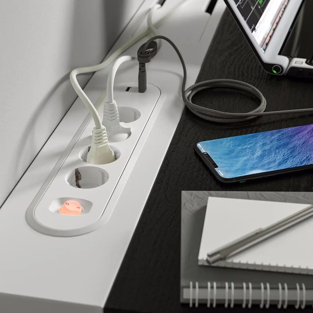 Masa pentru calculator Ikea Mittzon 140x80 (Furnir Frasin/Vopsit Negru/Alb) - 5