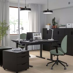 Masa pentru calculator Ikea Mittzon 140x80 (Furnir Frasin/Vopsit Negru/Negru) Thumb