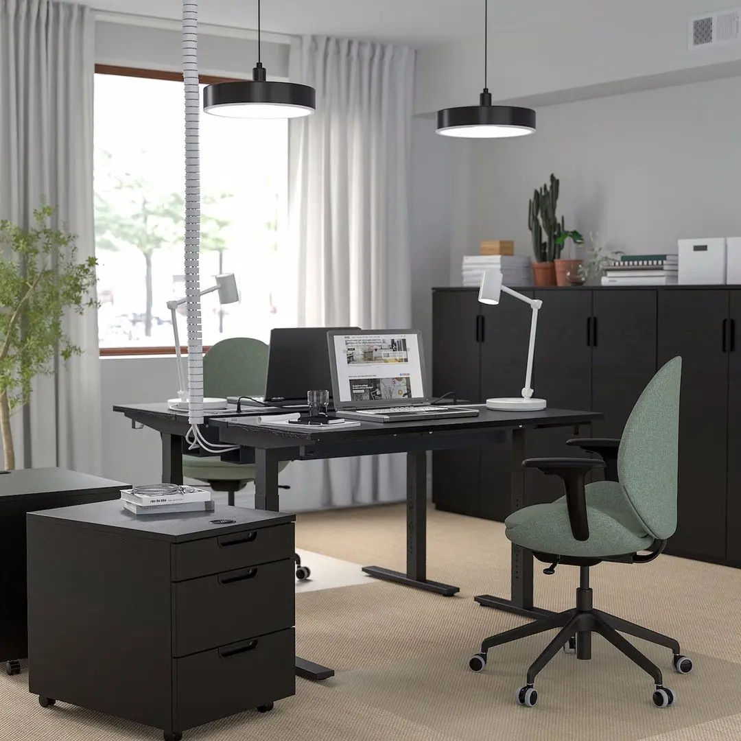 Masa pentru calculator Ikea Mittzon 140x80 (Furnir Frasin/Vopsit Negru/Negru) - 6