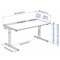 Masa pentru calculator Ikea Mittzon 140x80 (Furnir Frasin/Vopsit Negru/Negru) Thumb