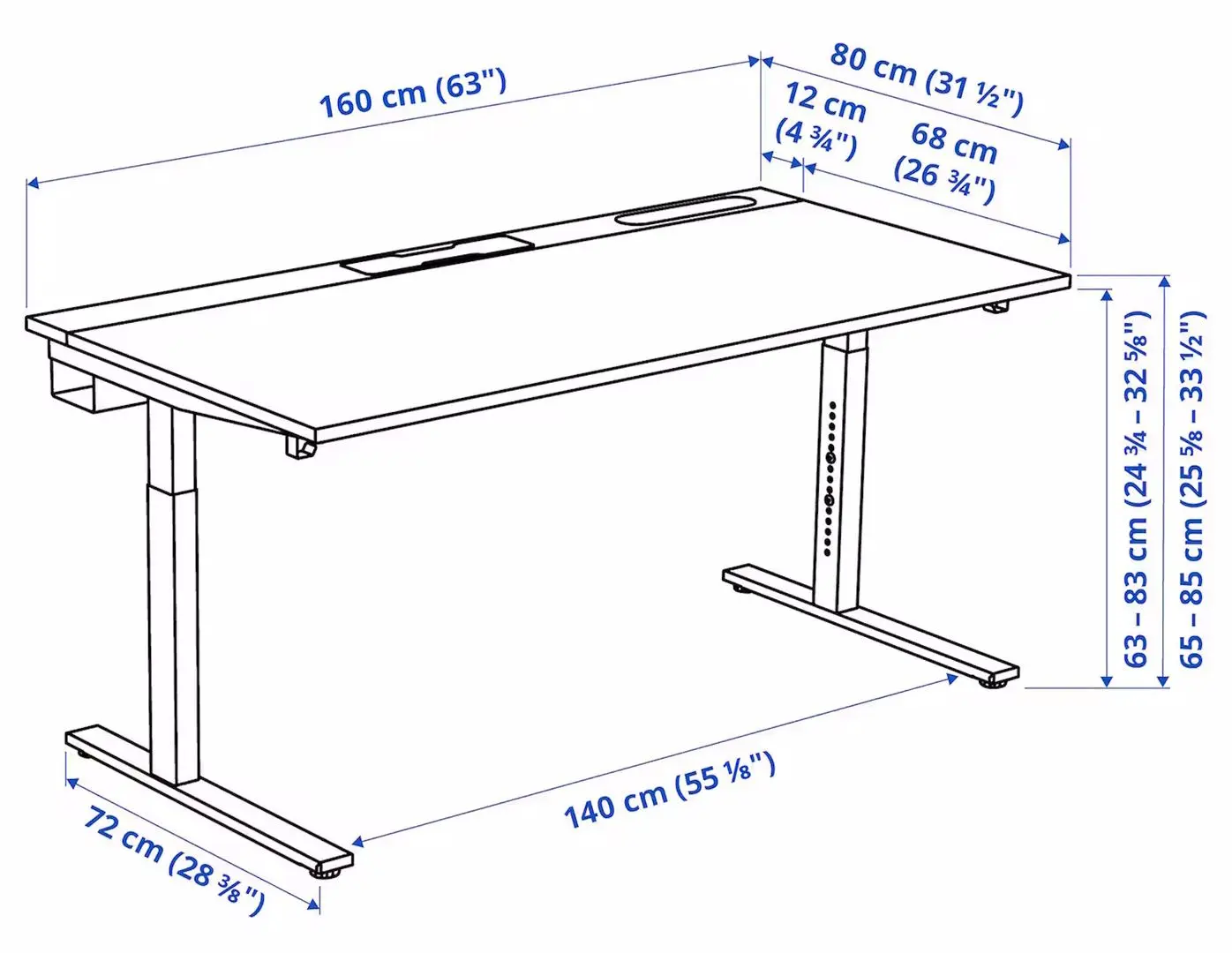 Стол компьютерный Ikea Mittzon 160x80 (Белый)