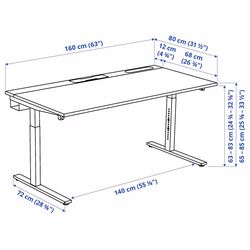 Masa pentru calculator Ikea Mittzon 160x80 (Furnir Nuc/Alb) Thumb