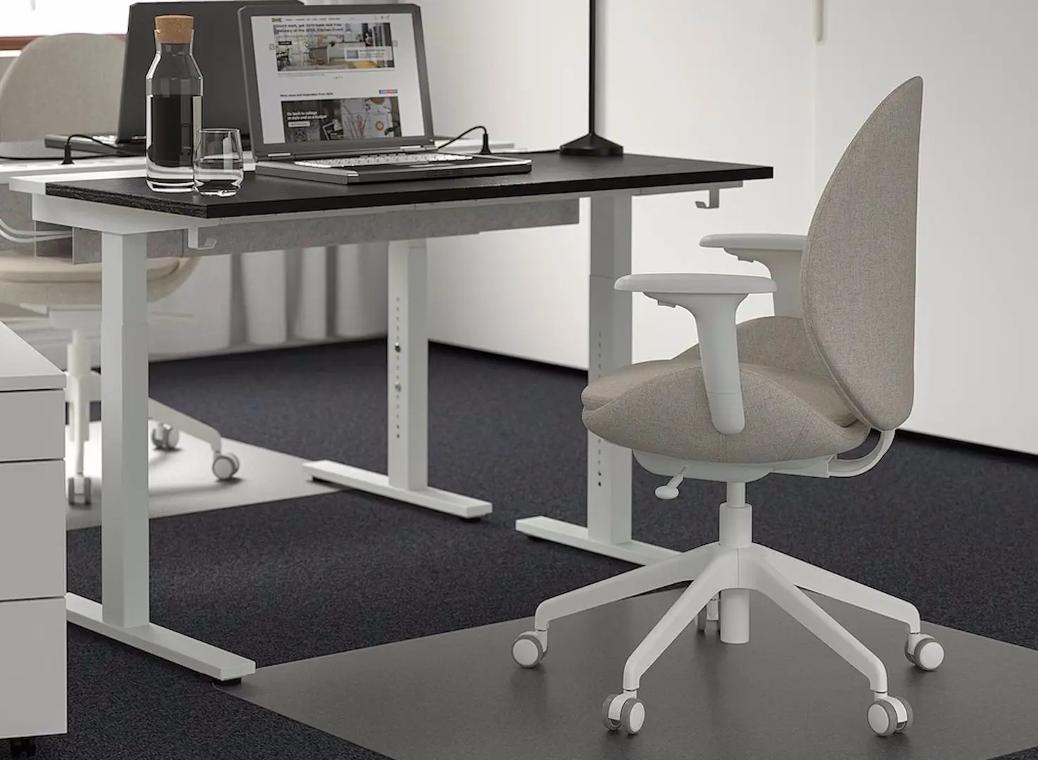 Стол компьютерный Ikea Mittzon 160x80 (Ясеневый шпон/Черная Морилка/Белый)