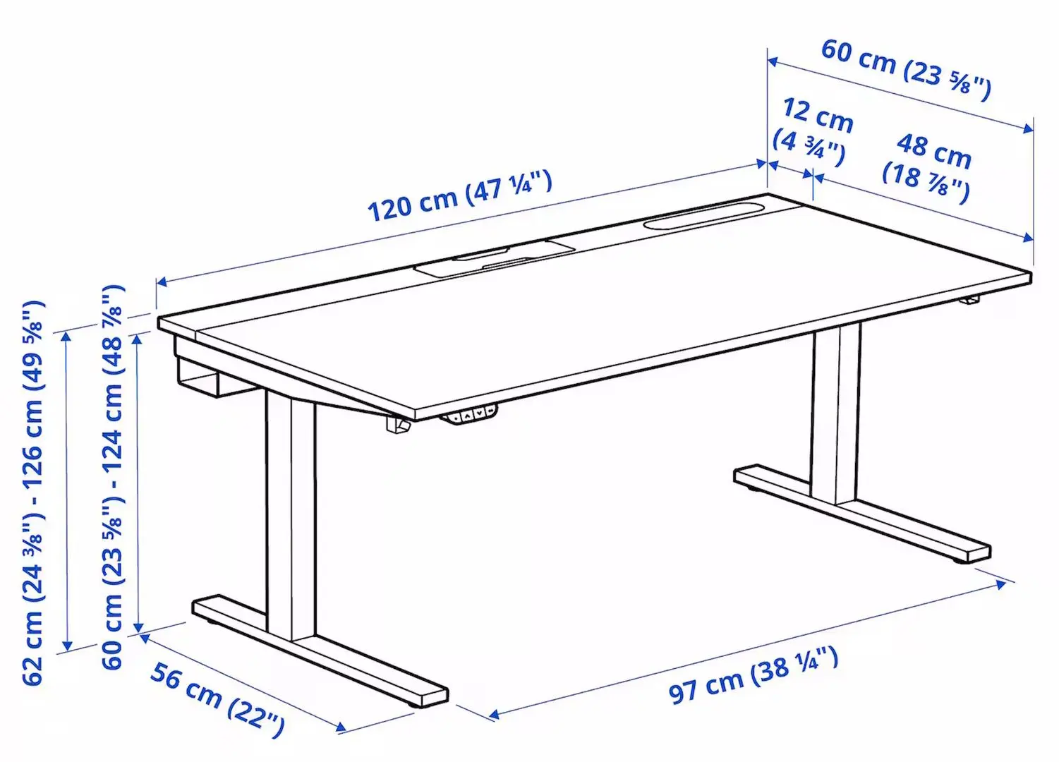 Стол компьютерный Ikea Mittzon регулируемая высота/электрический 120x60 (Белый)