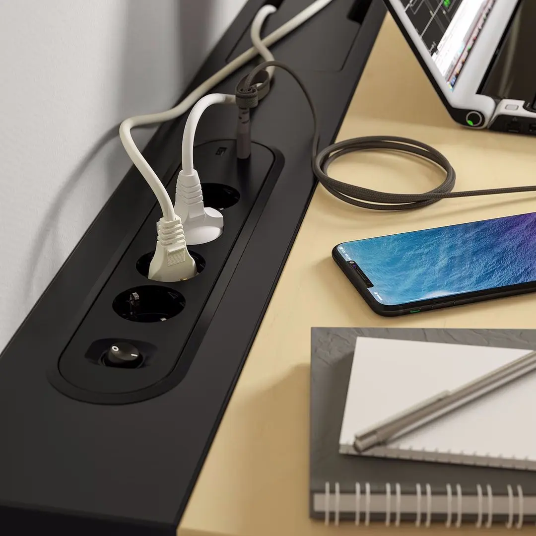 Masa pentru calculator Ikea Mittzon inaltime reglabila/electrica 120x60 (Furnir mesteacan/Negru)