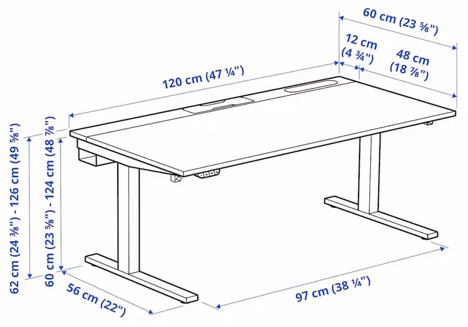 Стол компьютерный Ikea Mittzon регулируемая высота/электрический 120x60 (Ясеневый Шпон/Черная Морилка/Белый) - 7