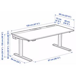 Стол компьютерный Ikea Mittzon регулируемая высота/электрический 120x60 (Ясеневый Шпон/Черная Морилка/Черный) Thumb
