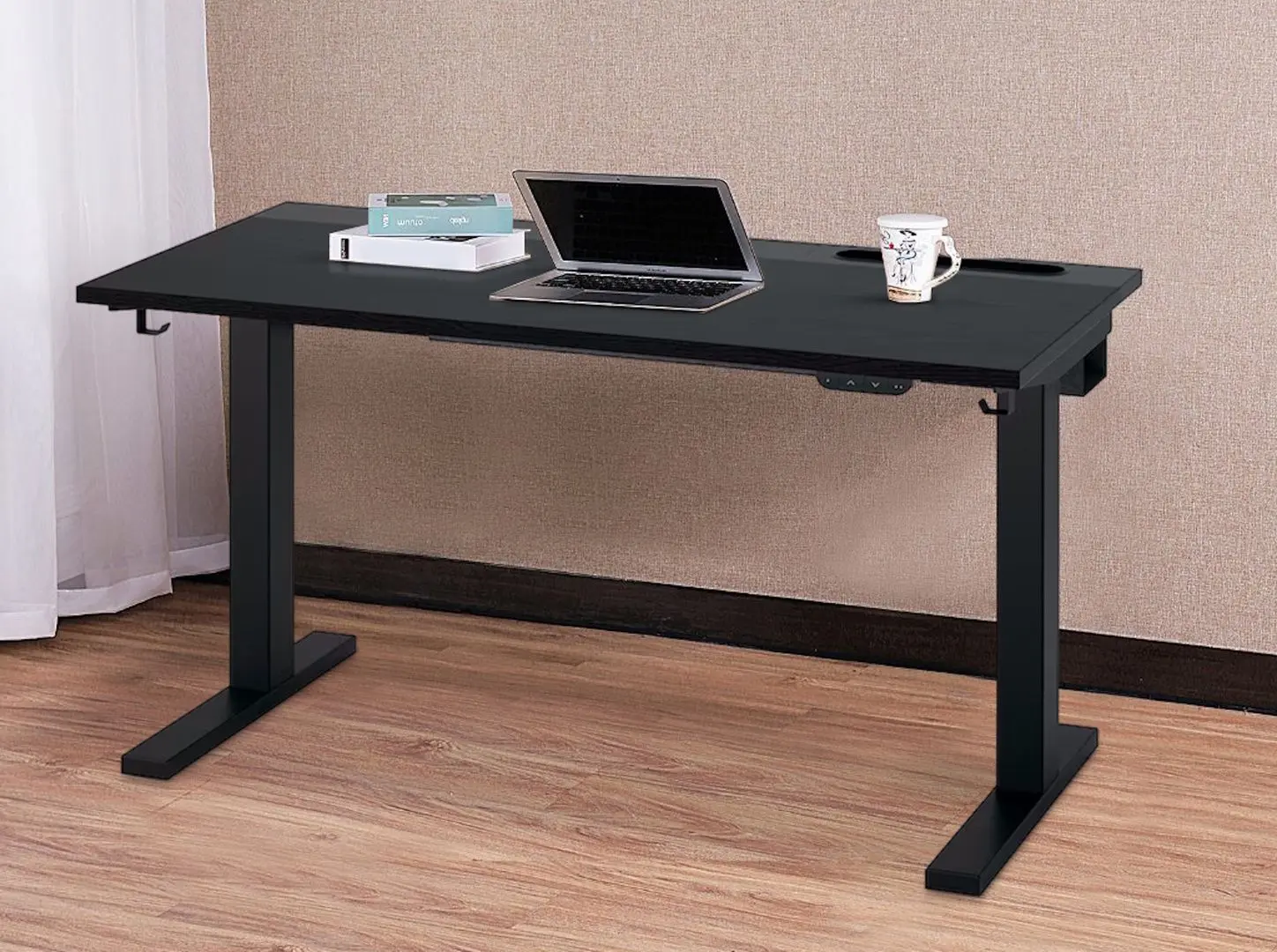 Masa pentru calculator Ikea Mittzon inaltime reglabila/electrica 120x80 (Furnir Frasin/Vopsit Negru/Negru)