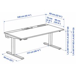 Masa pentru calculator Ikea Mittzon inaltime reglabila/electrica 140x60 (Furnir Mesteacan/Alb) Thumb