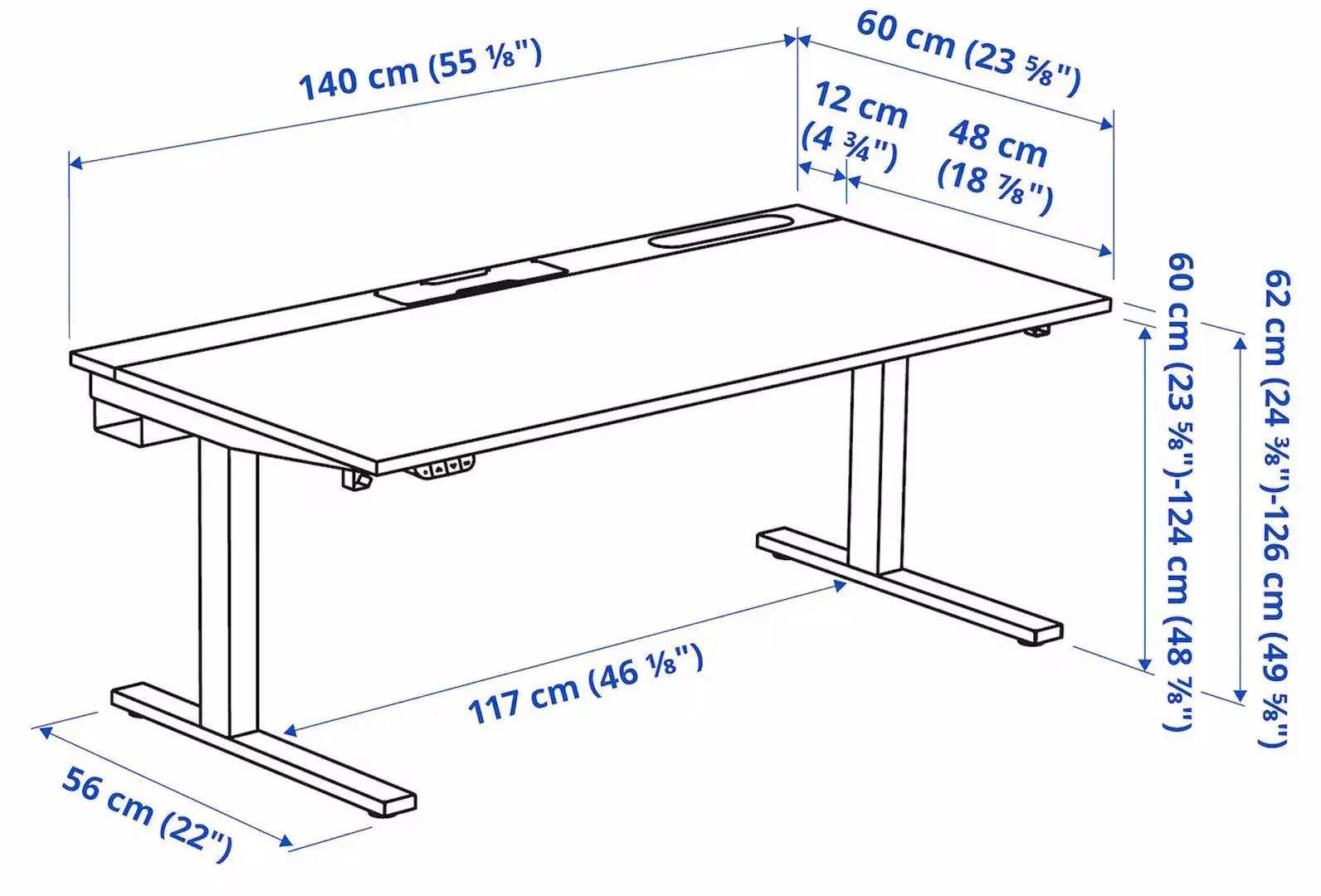 Masa pentru calculator Ikea Mittzon inaltime reglabila/electrica 140x60 (Furnir Mesteacan/Alb)