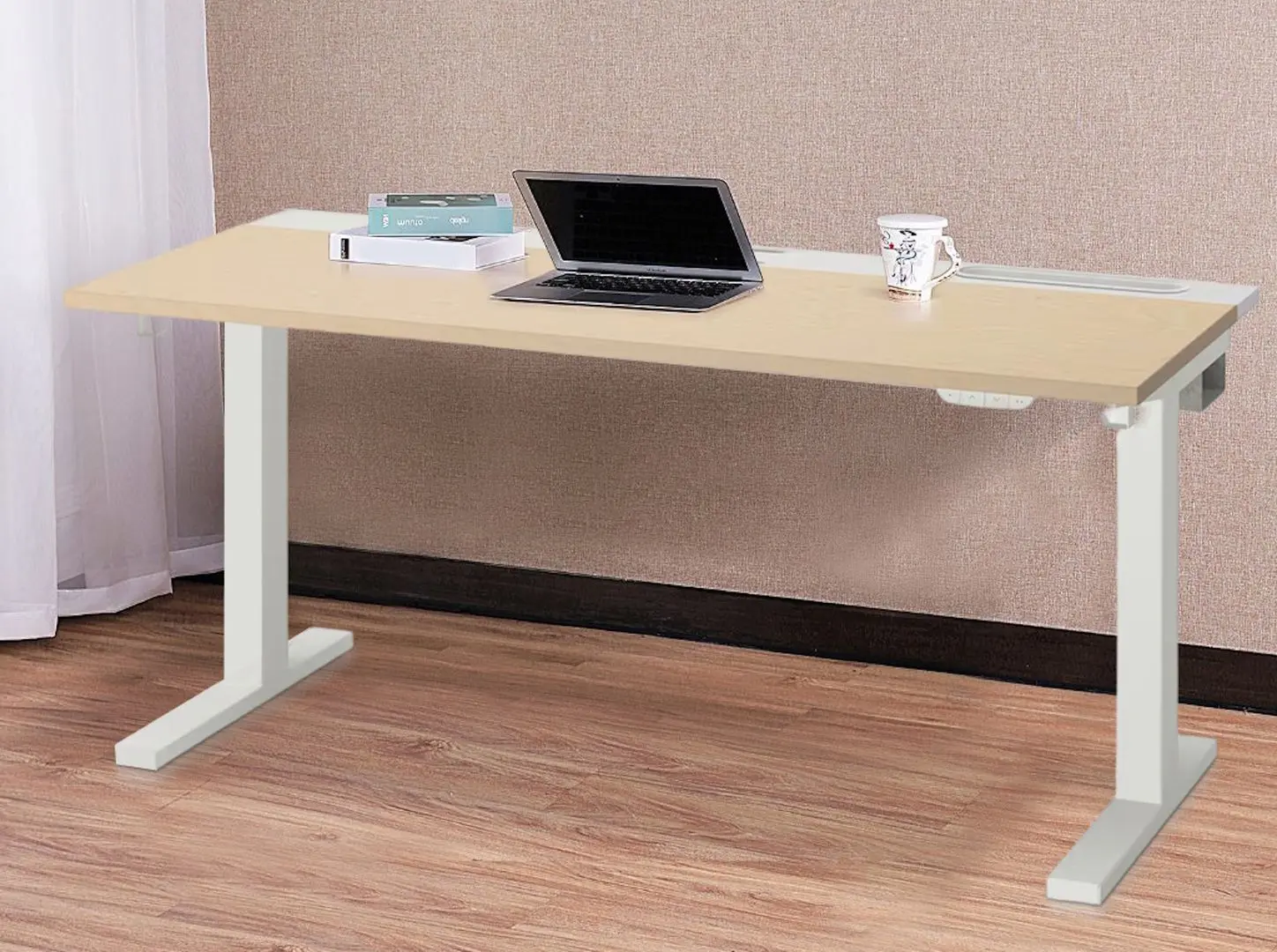 Masa pentru calculator Ikea Mittzon inaltime reglabila/electrica 140x60 (Furnir Mesteacan/Alb)