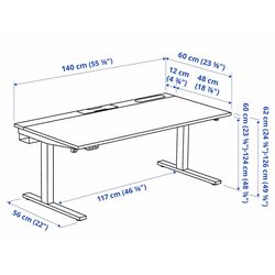 Masa pentru calculator Ikea Mittzon inaltime reglabila/electrica 140x60 (Furnir mesteacan/Negru) Thumb