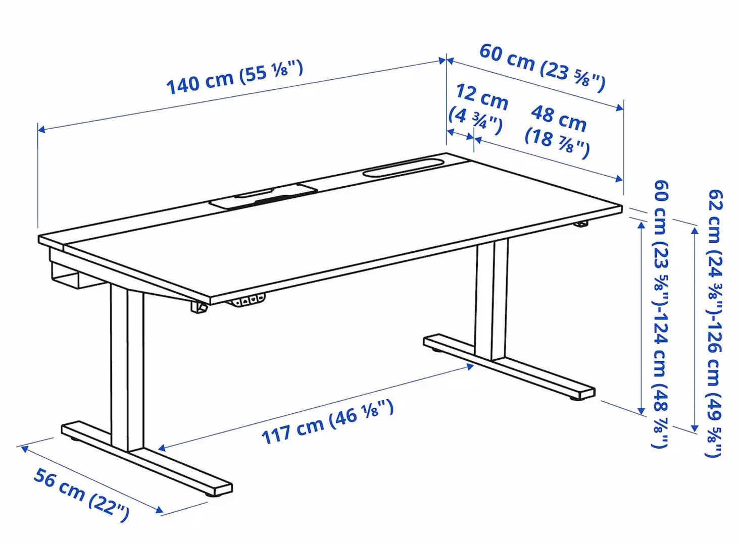 Masa pentru calculator Ikea Mittzon inaltime reglabila/electrica 140x60 (Furnir mesteacan/Negru)