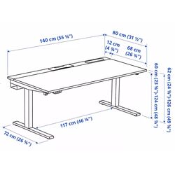 Стол компьютерный Ikea Mittzon регулируемая высота/электрический 140x80 (Белый) Thumb