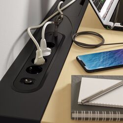 Masa pentru calculator Ikea Mittzon inaltime reglabila/electrica 160x80 (Furnir mesteacan/Negru) Thumb