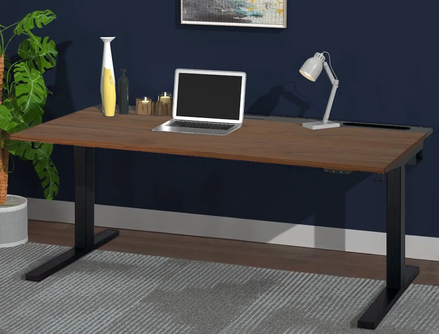 Masa pentru calculator Ikea Mittzon inaltime reglabila/electrica 160x80 (Furnir Nuc/Negru)