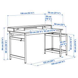 Masa calculator Ikea Mullsjo 135x70 (Furnir stejar/Negru) Thumb