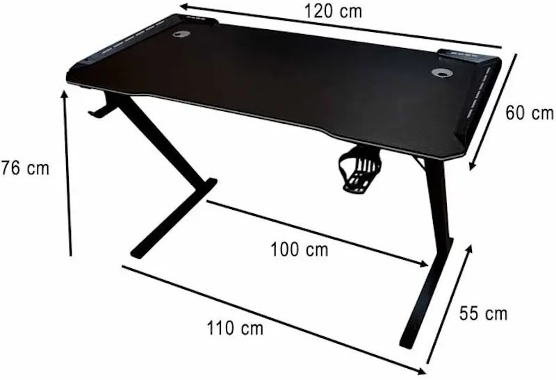 Игровой компьютерный стол Ikonka KX2639 (Black) - 12