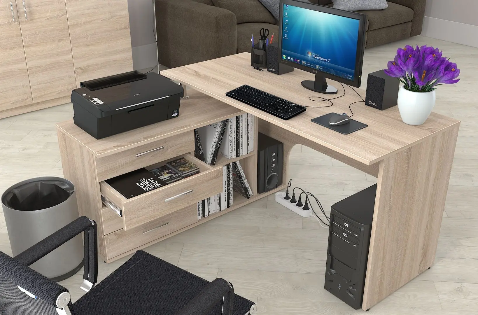 Стол письменный Fabrik Home СК-01 левый (Дуб Сонома)