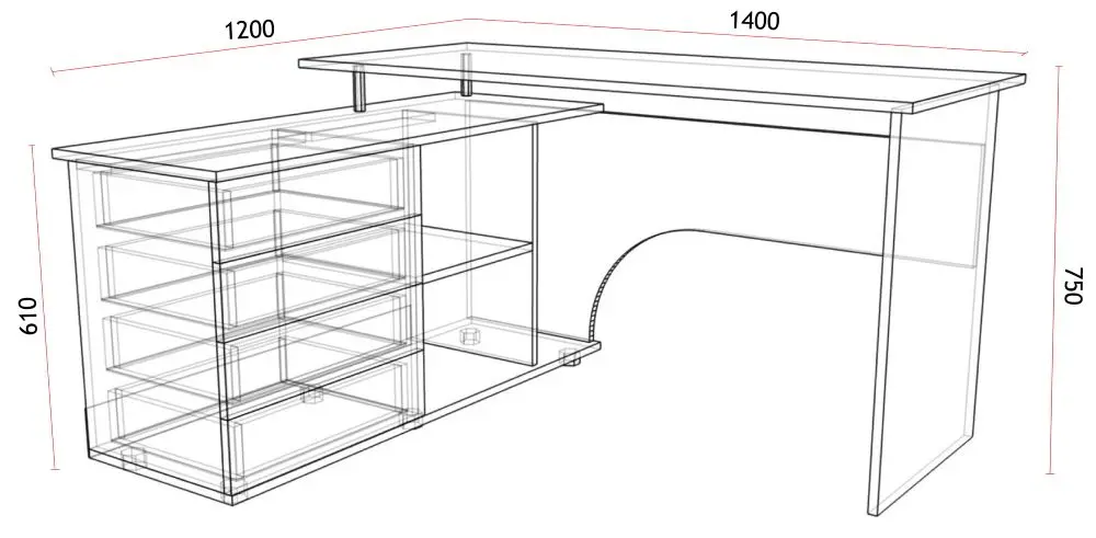 Стол письменный Fabrik Home СК-01 левый (Дуб Сонома)