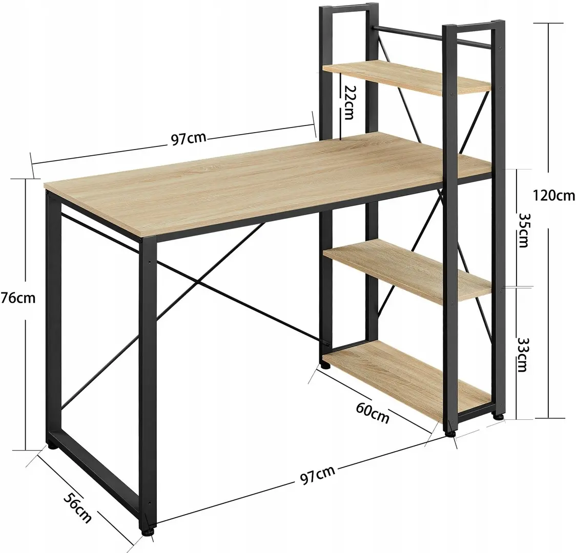 Masa pentru calculator Leobert LWD048B11 (Black/Sonoma Oak)