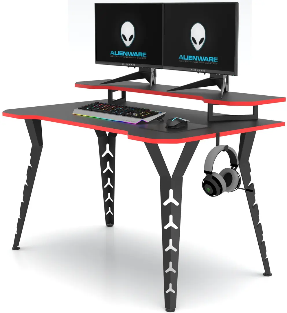 Masa de calculator gaming Magnusplus Tuyan Gamer cu suport monitor (Anthracite/Black)