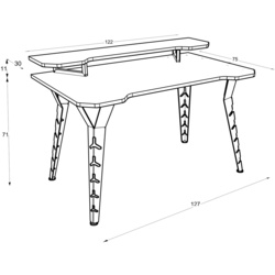 Masa de calculator gaming Magnusplus Tuyan Gamer cu suport monitor (Anthracite/Black) Thumb