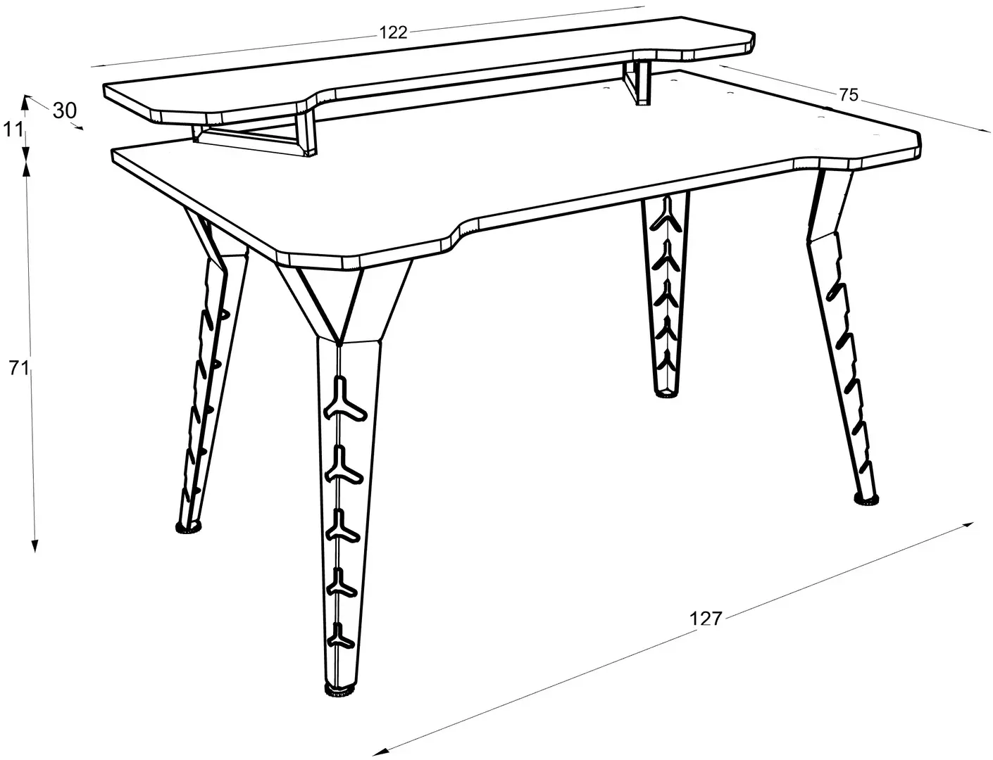Masa de calculator gaming Magnusplus Tuyan Gamer cu suport monitor (Anthracite/Black)