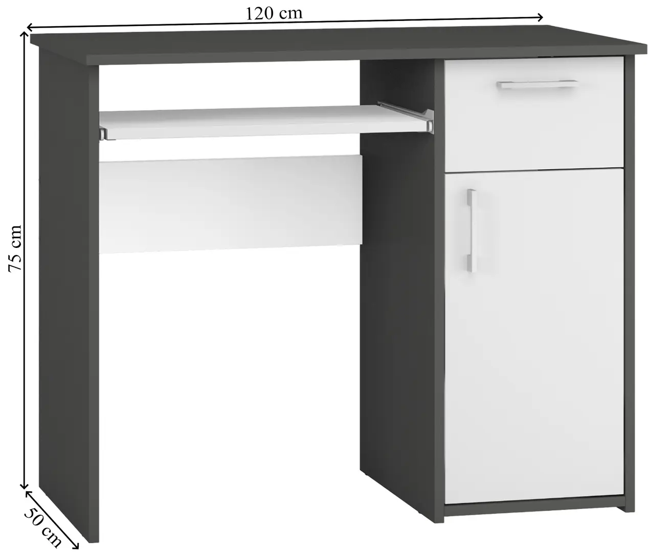 Masa de calculator Magnusplus Maja 1.2m (Graphite/White)