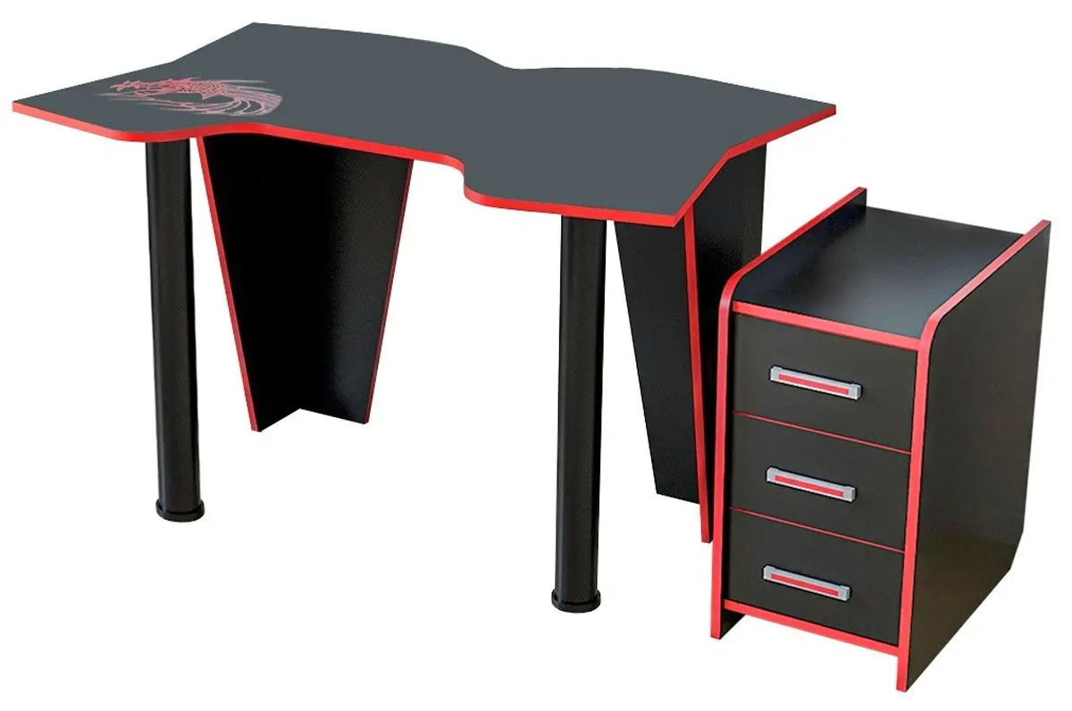 Masa pentru calculator + tumba Marcel Prod KL 9.0 (Wenge/Red)