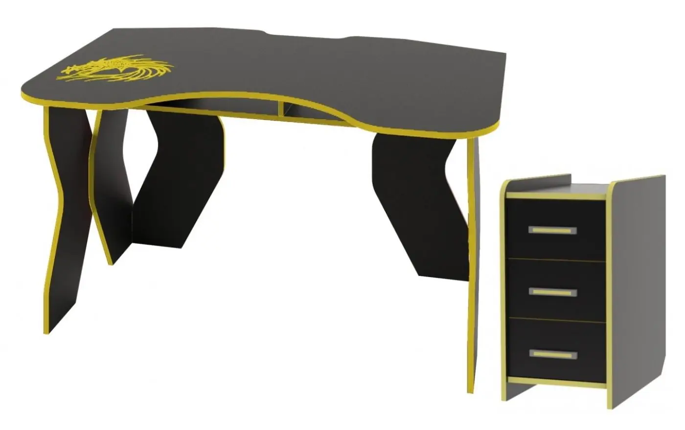 Masa pentru calculator + tumba Marcel Prod KL 9.0 (Wenge/Yellow)