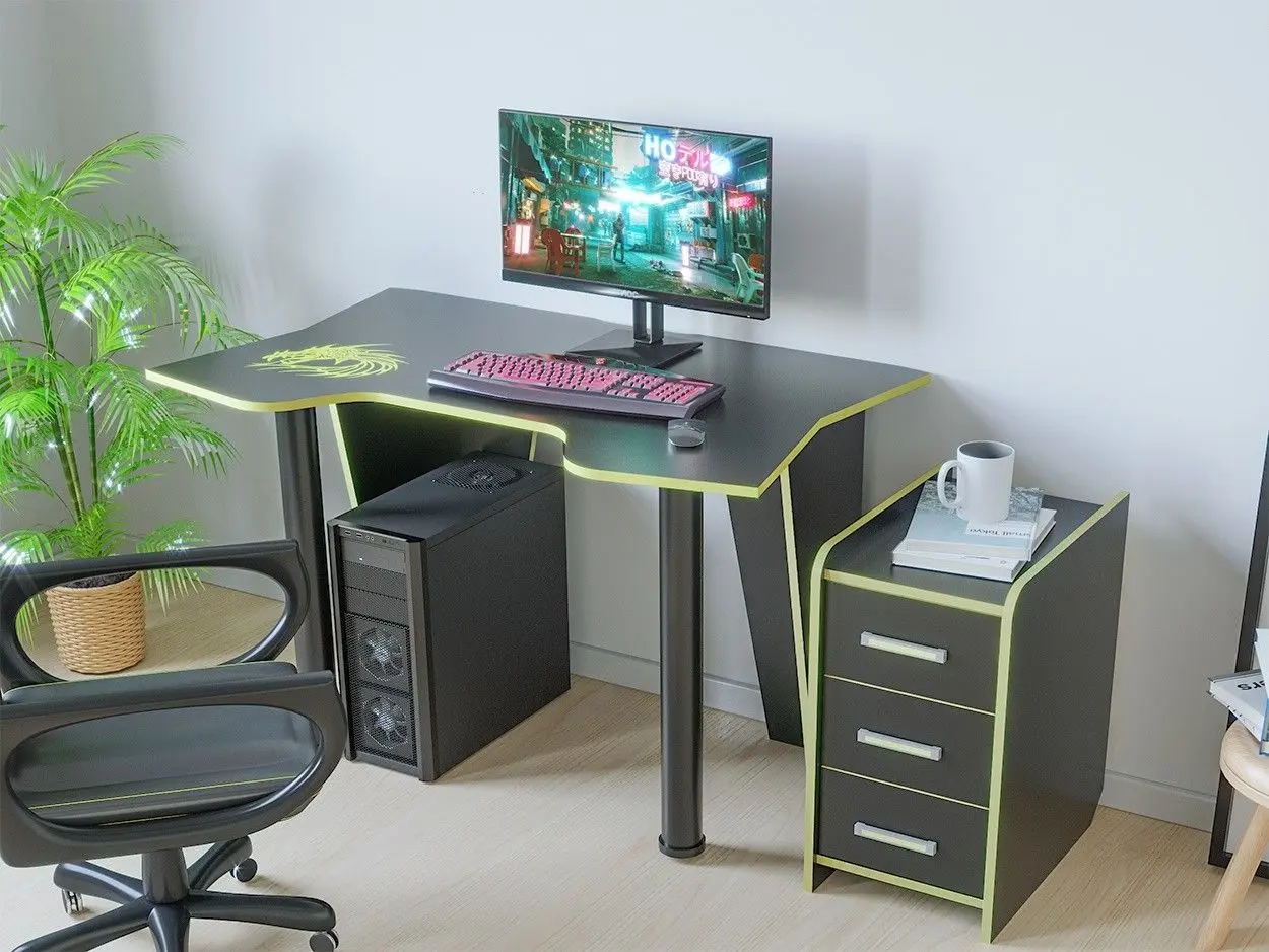 Masa pentru calculator + tumba Marcel Prod KL 9.1 (Wenge/Yellow)