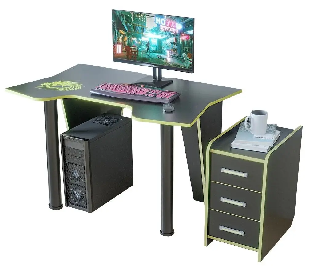 Masa pentru calculator + tumba Marcel Prod KL 9.1 (Wenge/Yellow)