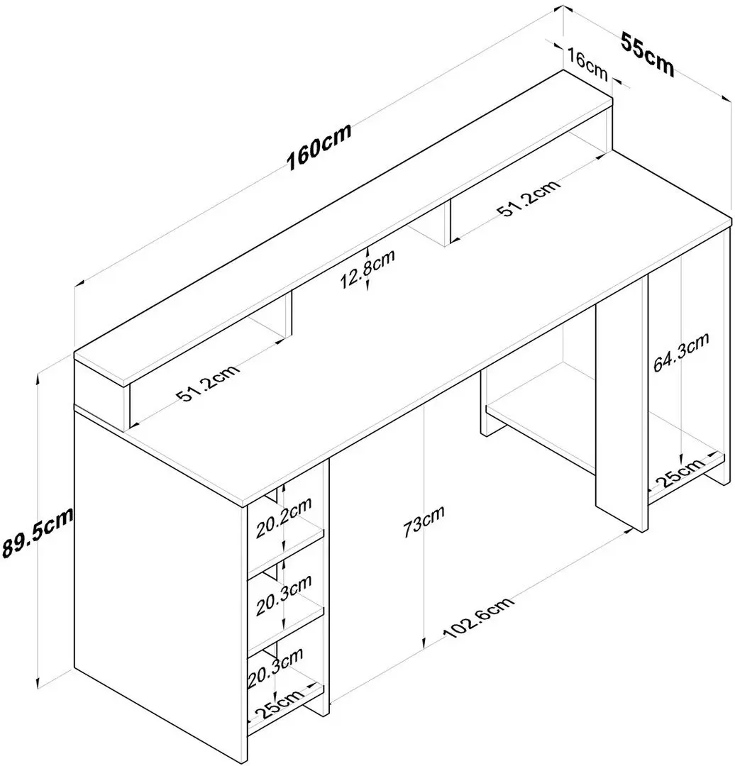 Masa pentru calculator Mirage Meble HA110 (Walnut/Anthracite)