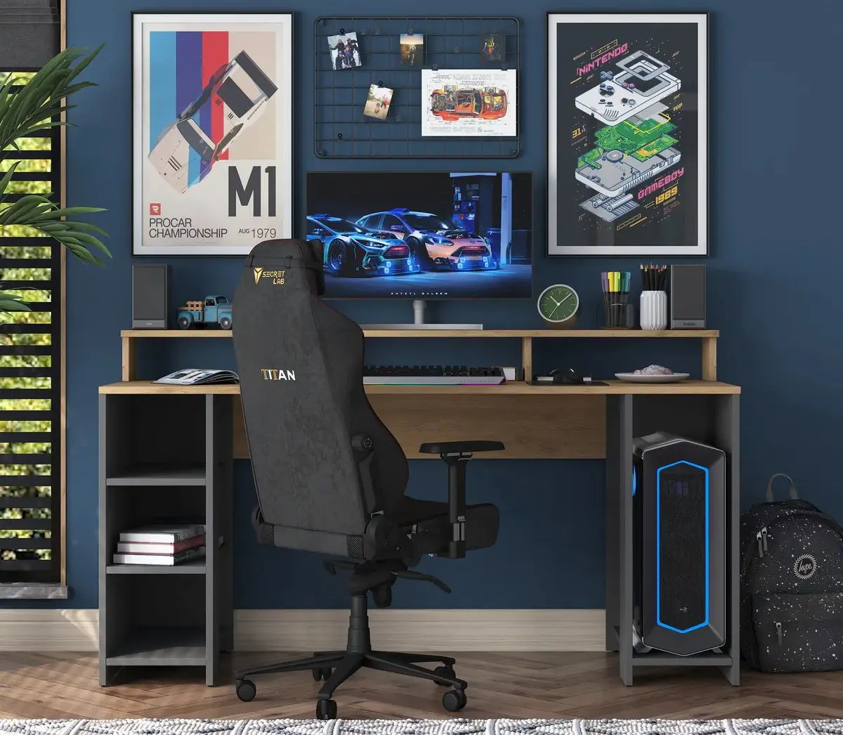 Masa pentru calculator Mirage Meble HA110 (Walnut/Anthracite)