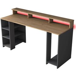 Masa pentru calculator Mirage Meble HA122 LED (Walnut/Anthracite) Thumb