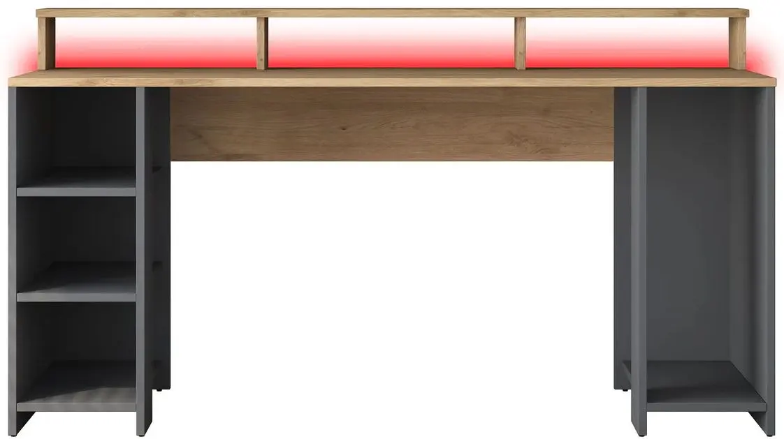 Masa pentru calculator Mirage Meble HA122 LED (Walnut/Anthracite)