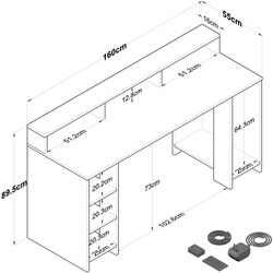 Masa pentru calculator Mirage Meble HA122 LED (Walnut/Anthracite) Thumb