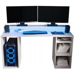 Masa de calculator Mirjan24 Enurento 1/Gamer I cu iluminare LED (White) Thumb