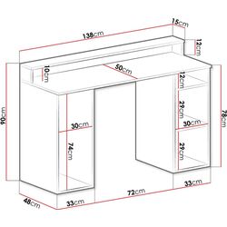 Masa de calculator Mirjan24 Enurento 1/Gamer I cu iluminare LED (White) Thumb