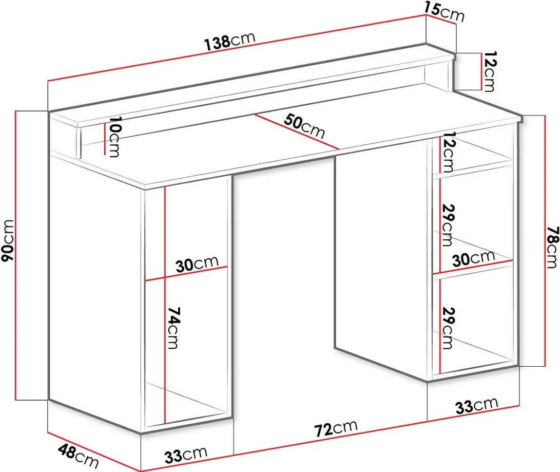 Masa de calculator Mirjan24 Enurento 1/Gamer I cu iluminare LED (White)