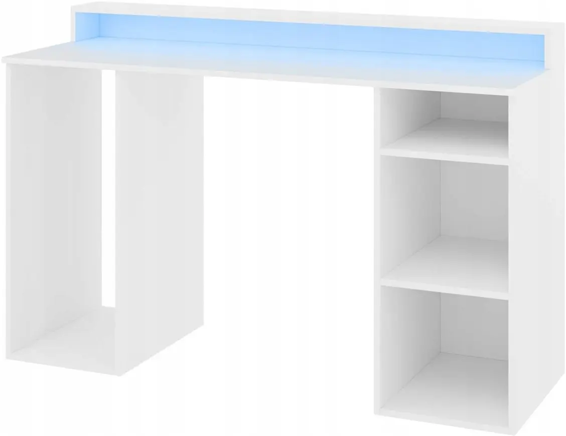 Masa de calculator Mirjan24 Enurento 1/Gamer I cu iluminare LED (White)