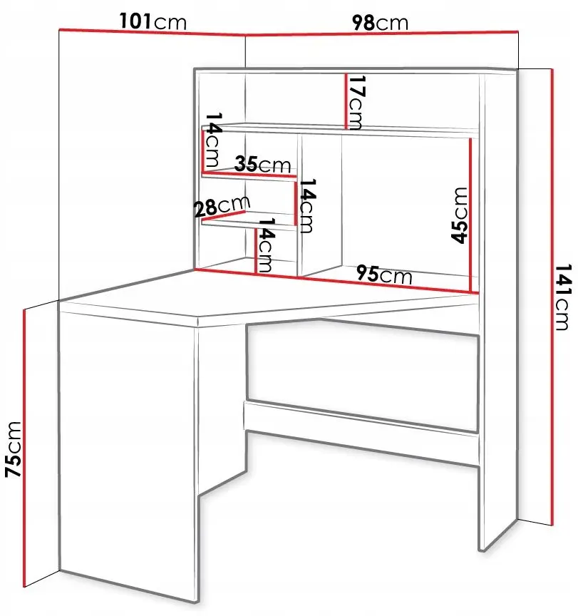 Masa de birou Mirjan24 Hatteria/Zayden (White) - 2