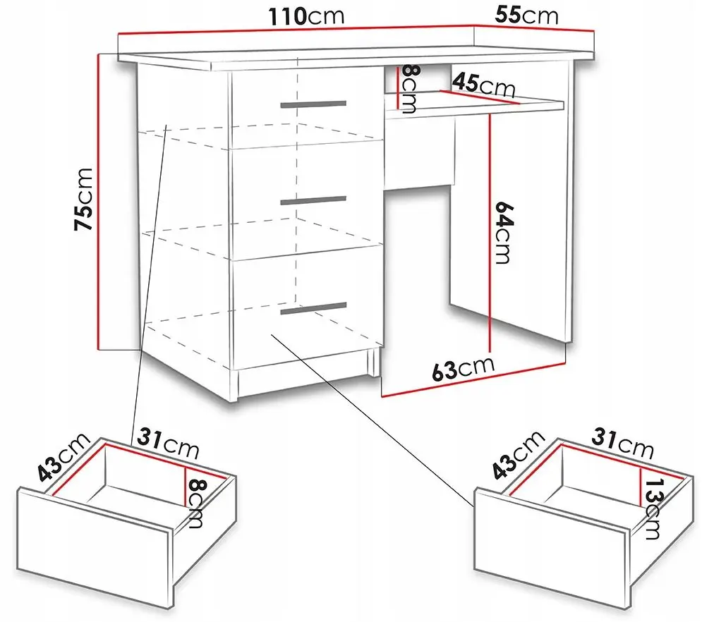 Masa pentru calculator Mirjan24 Opium/Neapol (Sonoma Oak) - 4