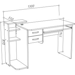Masa pentru calculator МЛ-Мебель ML-6 130cm (Anthracite) Thumb