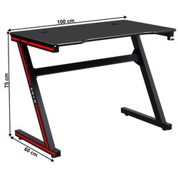 Masa de joc Mobhaus Mackenzie 100 (Black/Red) Thumb