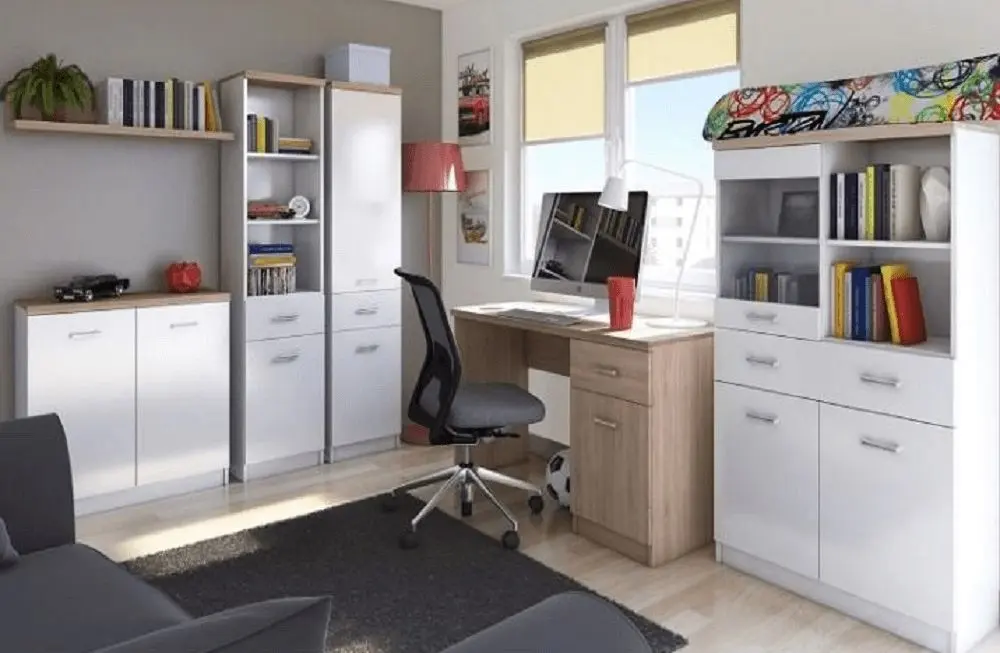 Стол письменный Tempo Kondela Topty 1D1S (White/Sonoma Oak)